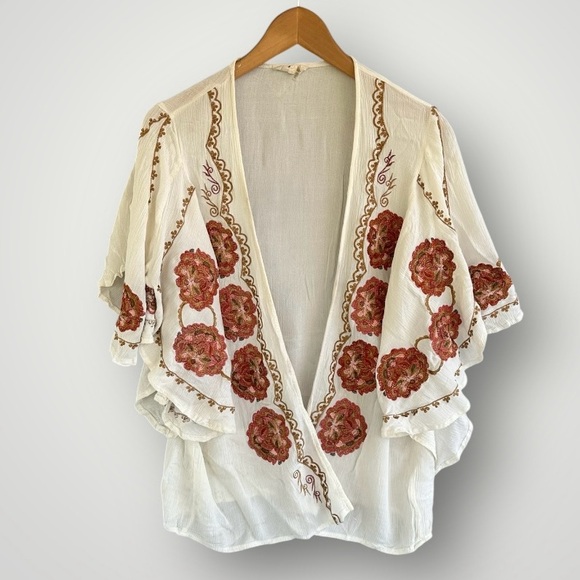 🎉5 for $40🎉 Entro Embroidered Open Top Blouse Shirt Size M - Picture 1 of 7